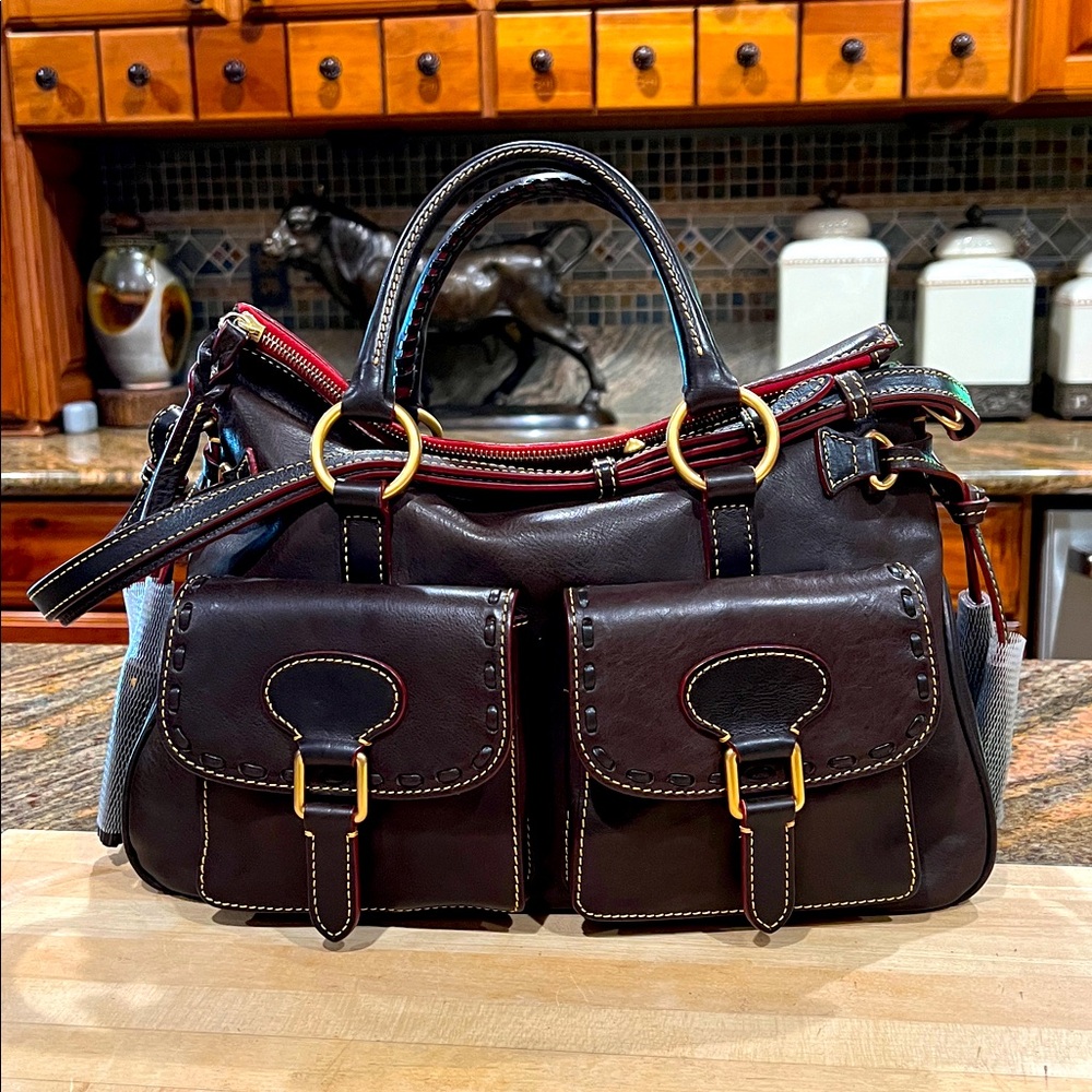 Dooney & Bourke Dark Brown T Moro Satchel plus Wallet and Wristlet